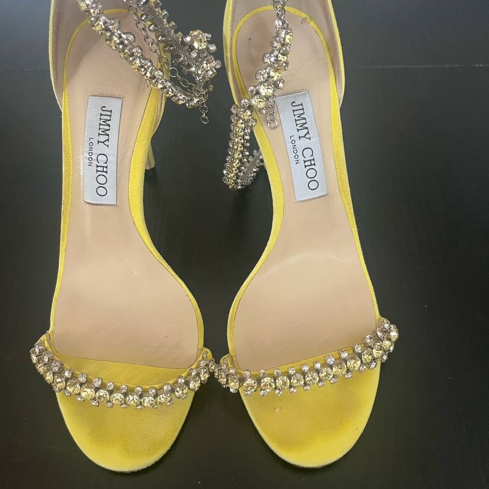 Jimmy Choo Yellow Crystal Embellished Women's Heels(pre loved)